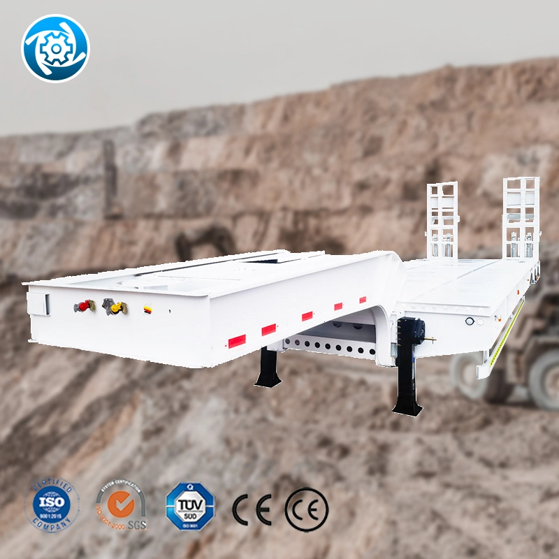 تخصيص المصنع 120ton20FT15 م2 بطانة المحور 2axletruck المقطورة الهيدروليكية شبه الشاقة القابلة للتمديد للفئة Professional نقل الأداة المساعدة Tandem ذات الإطار الصغير