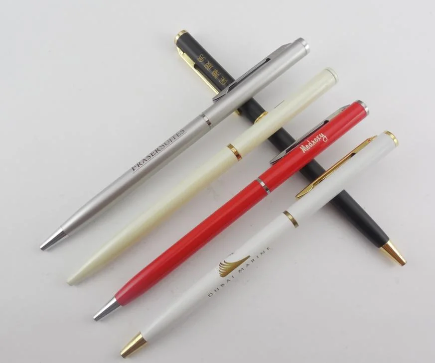 Promoção Gift Office Supply Stationery Thin Ball Pen for Hotel