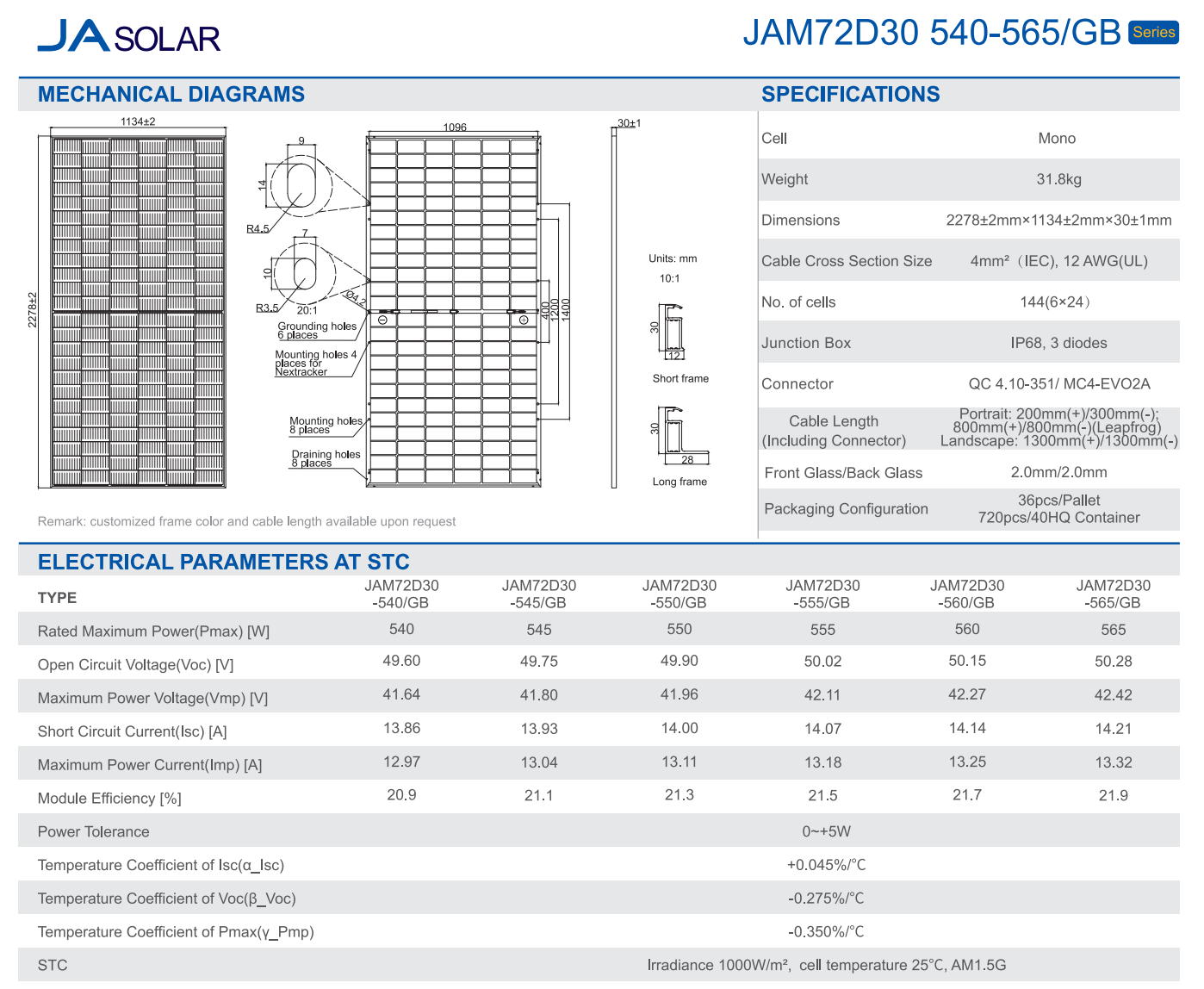 565W Ja Deep Blue 3.0 Barato preço Painel Solar Fotovoltaica Module