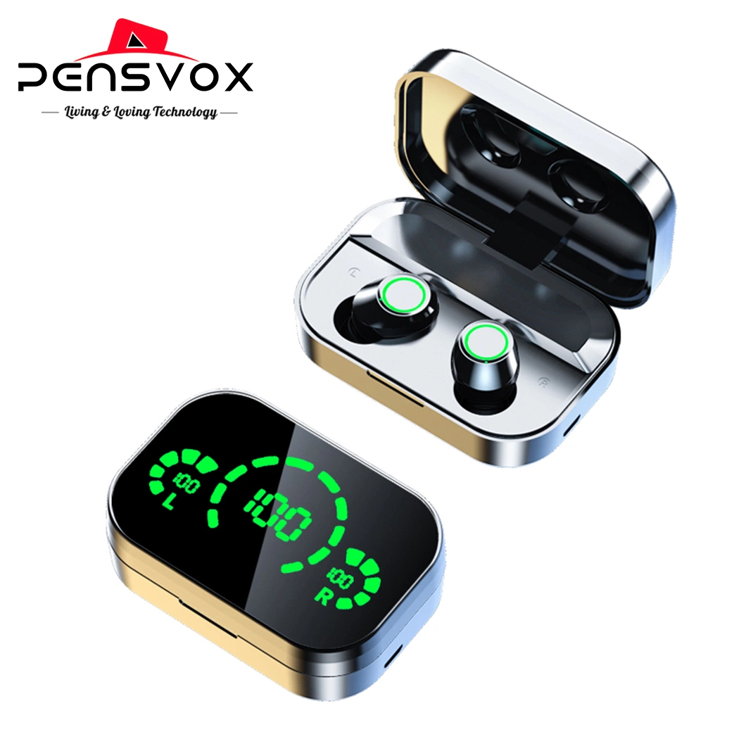 HiFi Headphones Games Tws Wireless Bluetooth in-Ear Earphone with Powerbank Display Charge Box Earbuds for Mobile Phone Chargeing