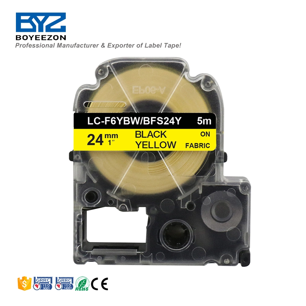 LC-F6ybw/Bfs24y Black on Yellow 24mm*5m Compatible Epson Fabric Iron-on Printer Cartridge
