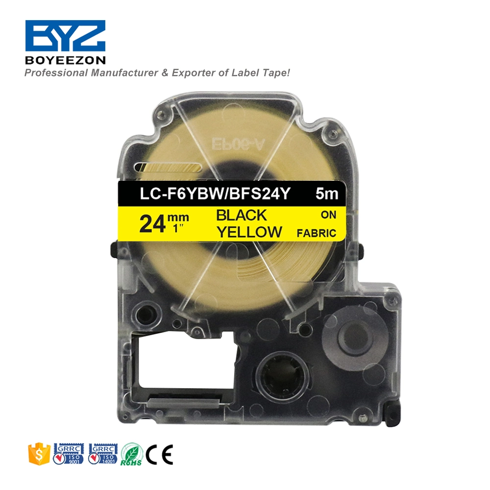 LC-F6ybw/BFS24y Noir sur jaune 24mm*5m tissu Epson compatibles sur l'imprimante Cartouche de fer