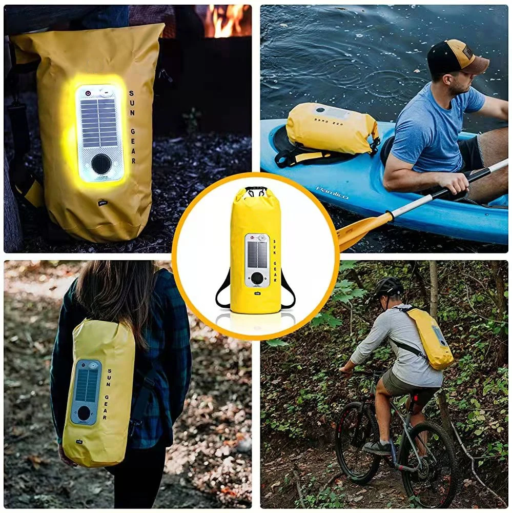 Waterproof Light Weight Water Drink LED Light Music Player Solar Backpack Bag