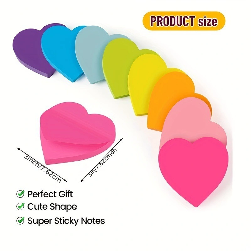 New Style Cute Double Sided Printed Heart Shape Stationery Writing Note Pad