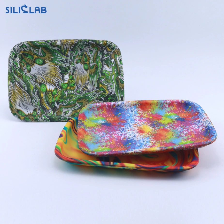 Personal Printing Custom Silicone Flower Leaf Rolling Tray Rasta Tobacco Smoke Accessories