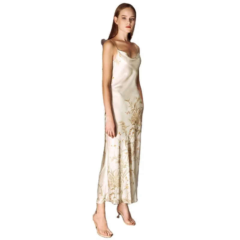 Good Price Mulberry Silk Dress White Women Maxi Slip Dress Silk Knee-Length Real Silk Dress
