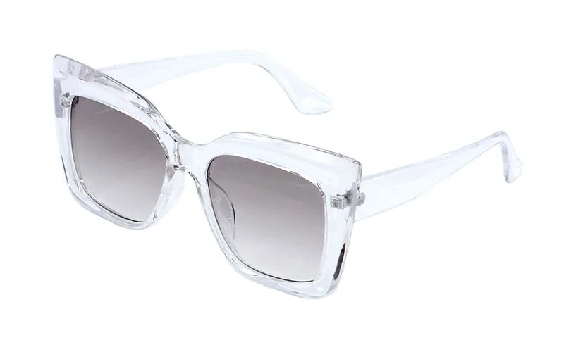 Color caramelo de cristal de forma de ojo de gato Vogue irregular Plaza UV400 de gradiente lente de protección de la mujer gafas de sol