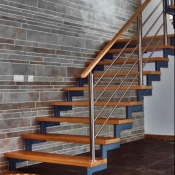 OEM L Shaped Straight Staircase in Stock out Door Straight Stairs Steel Project Straight Wooden Staircase