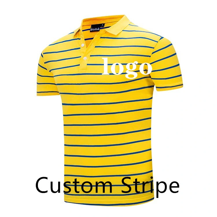 Custom Design Polyester Spandex Mens Polo Shirts Golf Slim Fit Performance Jersey Stripe Polo Shirt Wholesale