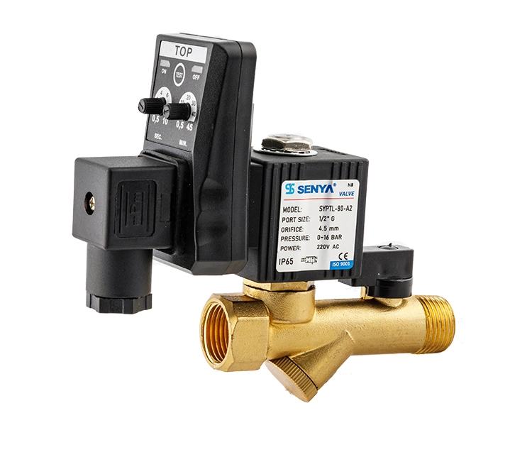Ningbo Senya Pneumatic Famous Brand Supplier Advanced Hot Sale Great Quality Sypt Series Air Compressor Water Drain Valve with Timer Auto Drain Solenoid Valve