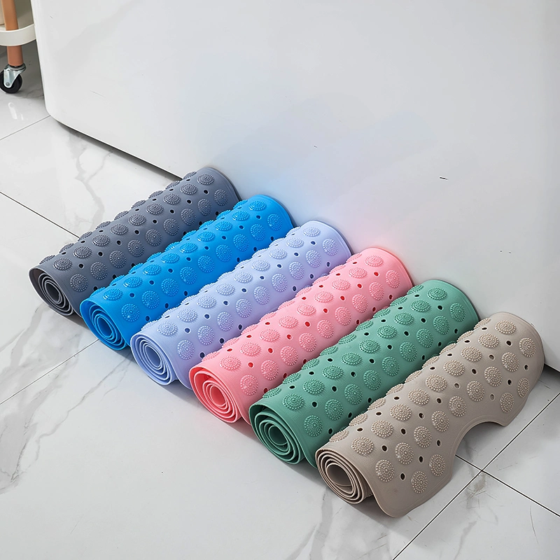 PVC TPE Non Slip Drain Hole Bathroom Rug Shower Massage Bath Mat