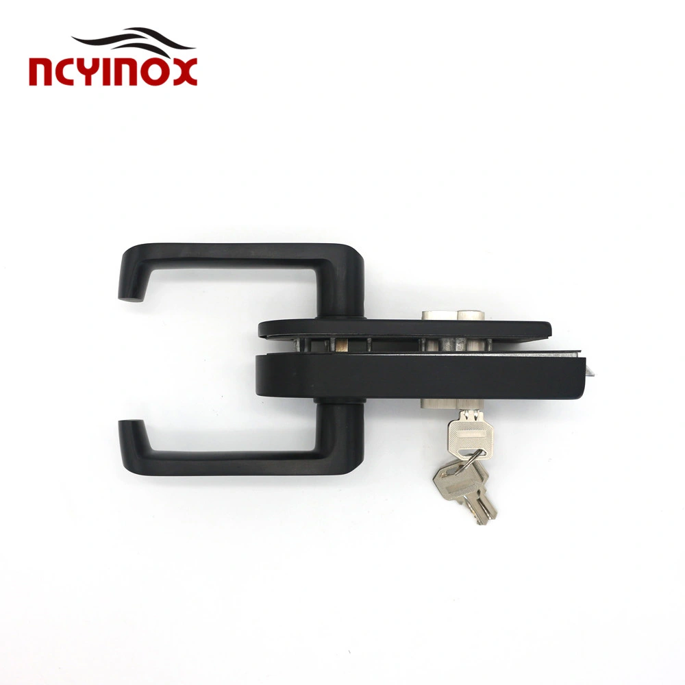 High quality/High cost performance  Black Glass Door Handle with Brass Key Lock