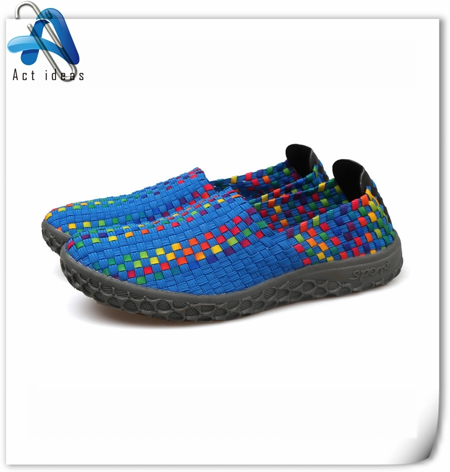 Summer Woman Casual Shoes Knit Elastic Shoes Handmade Woven Shoes