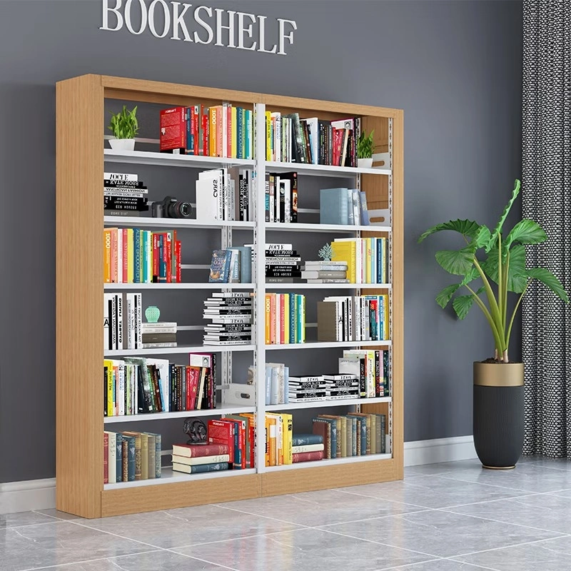 Furniture Library 6 Layer Two Side Bookshelves Metal Magazine Rack Shelving Bookshelf