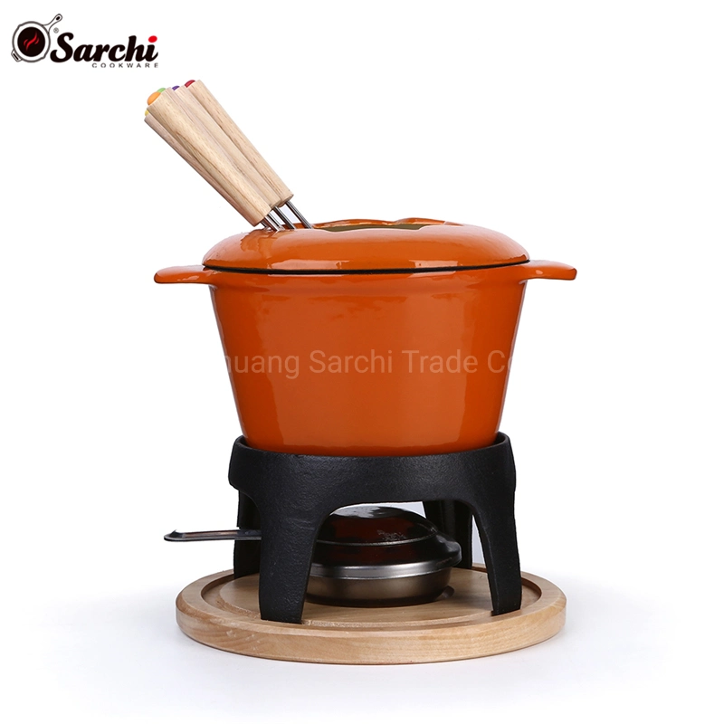 Großhandel/Lieferant Hot Pot Kochgeschirr Set Auflauf Chinesische Emaille Schokolade Guss Fondue-Set Mit Eisenkäse