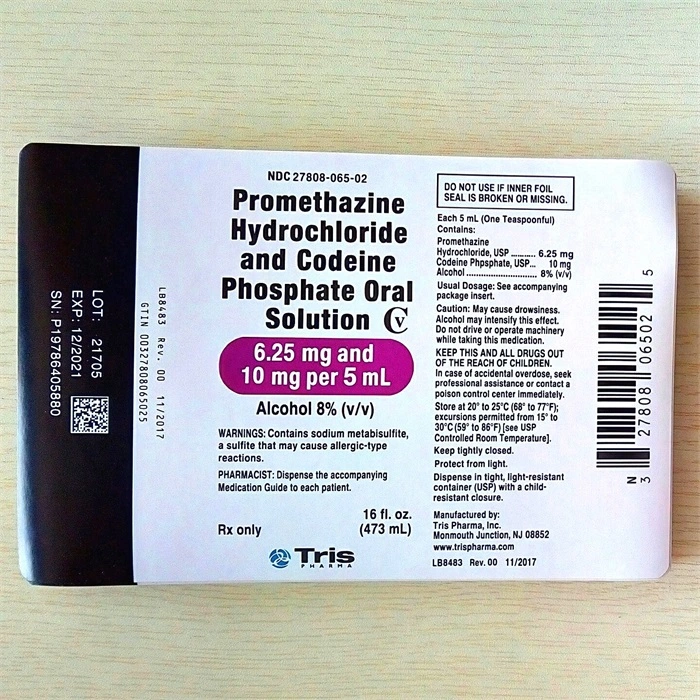 Tris Promethazine Hydrochloride and Codeine Phosphate Sticker Label with Qr Code