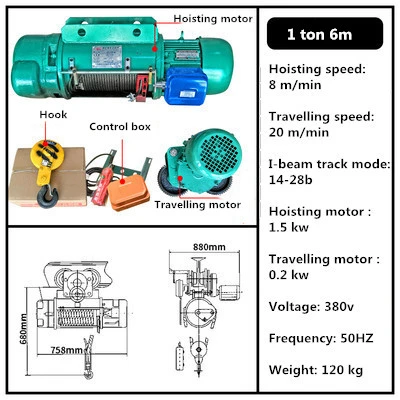 2 ton. de 5 toneladas de 10 Ton de CD1 MD solo malacate de velocidad doble polipasto de cable eléctrico para sobrecarga Grúa de elevación de mercancías