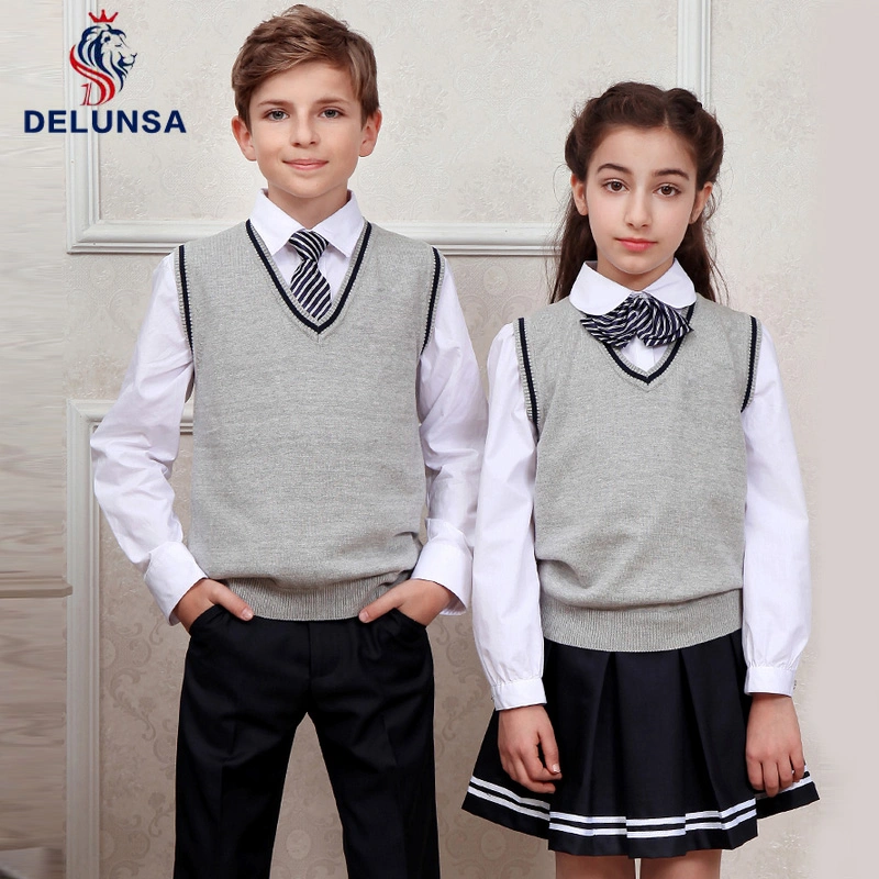 Wholesale Winter Custom School Uniform Kid V Neck Sweater Vest