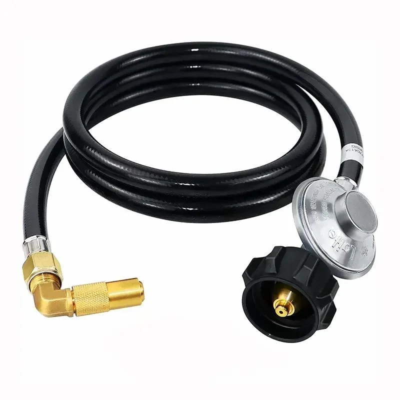 High Efficiency Propane Regulator Hose (Adapter) with 90 Degree Elbow Adaptor for 17" and 22" Blackstone Tabletop Camper Grill