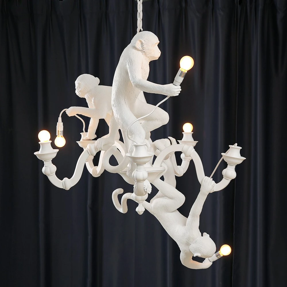 White Monkey Chandeliers Atmosphere Lamp Living Room Home Decor Black Industrial Chandelie (WH-MI-128)