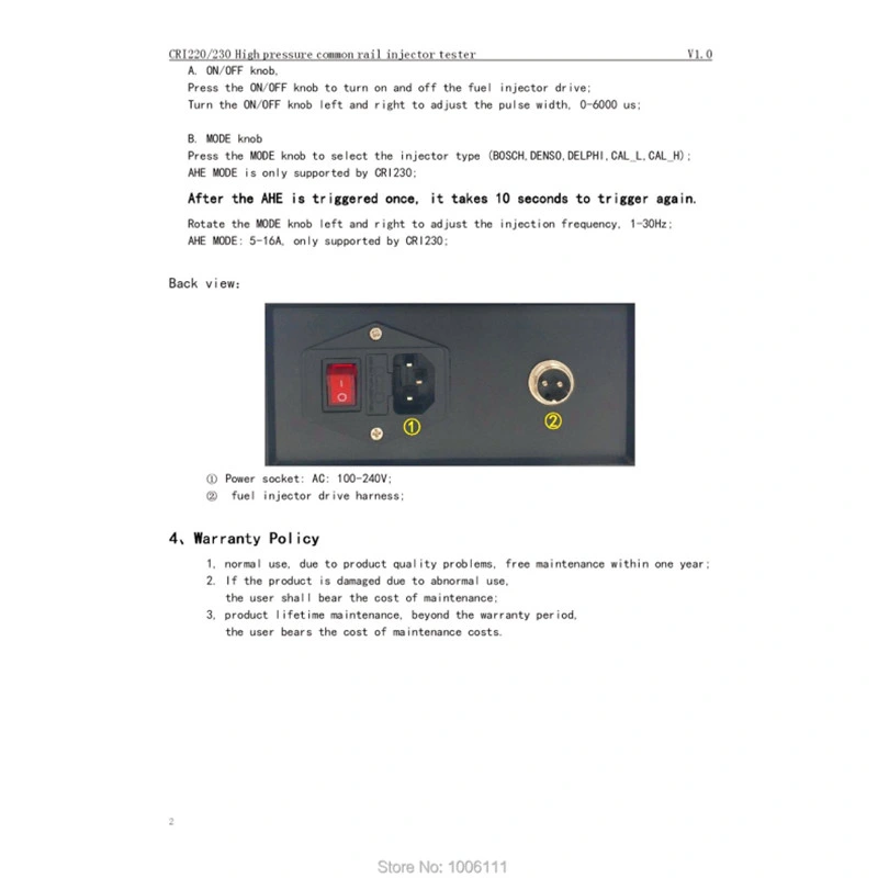 Am- CRI230 probador de inyectores diesel Common Rail con función de prueba de Ahe dinámico