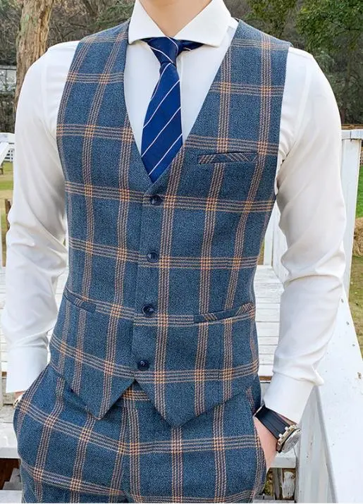 Coat Pant Design Mens Wedding Suit Plaid Groom Wedding Apparel Mtm Suit