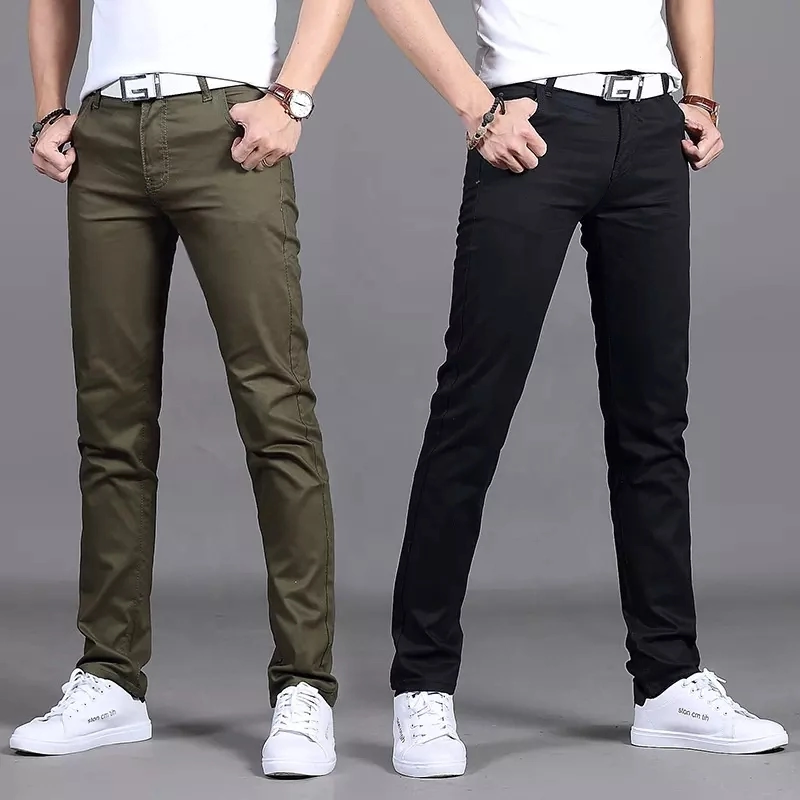 Pantalones de algodón liso para hombre con estilo