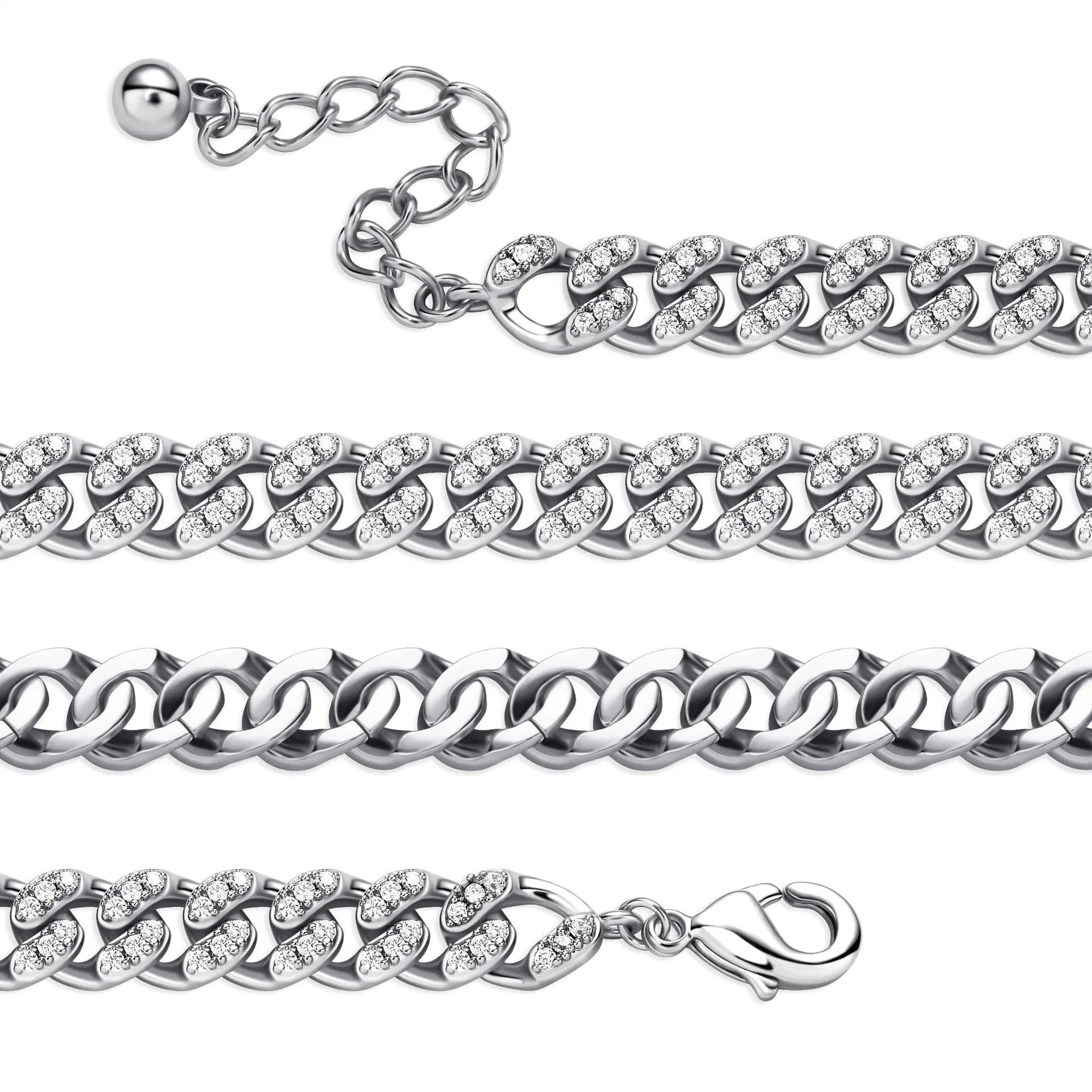 Wholesale/Supplier Cuban Chain Bracelet 925 Sterling Silver with Rhodium Plated