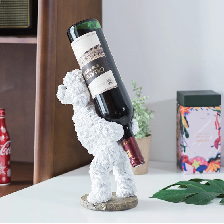 Lovely Dog Wine Bottle Holder Animal Statue Display