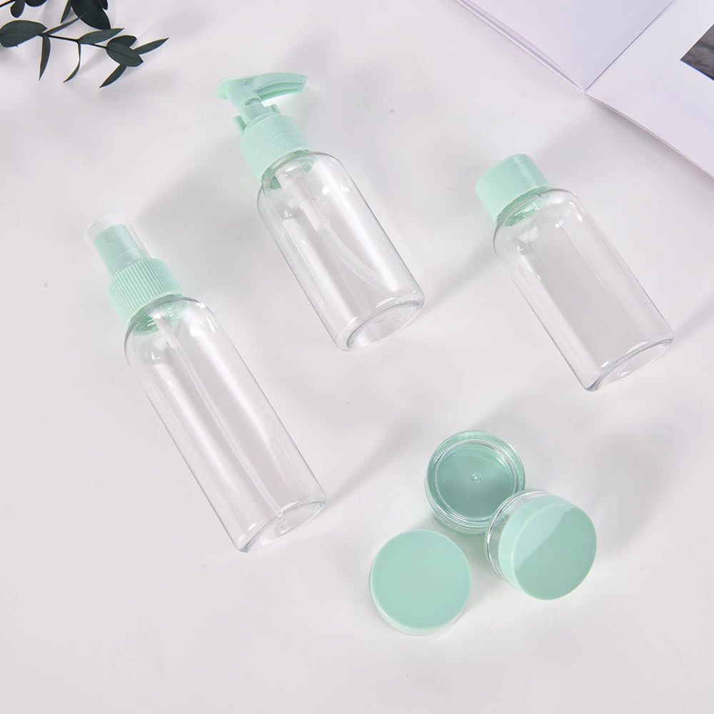 6 PCS PVC Bag Packing Green Toiletries Container Travelling Bottle Set for Lotion Shampoo Cream Soap