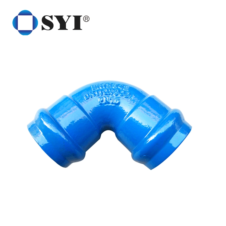 En545 Ductile Iron Pipe Fitting Double Socket 90 Degree Elbow for PVC Pipe