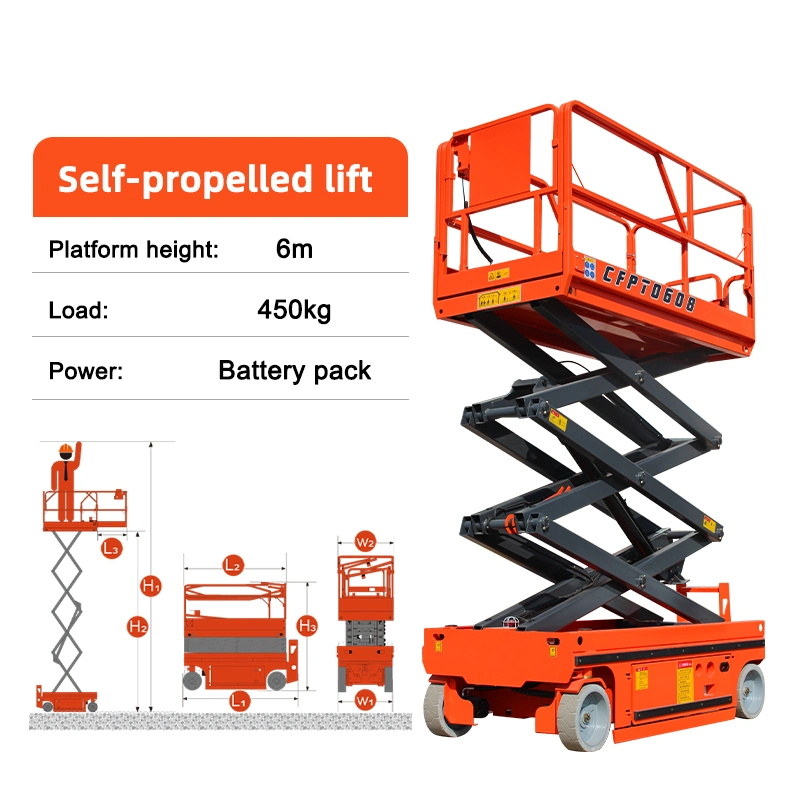 Plataforma de Trabalho da antena 6 m Mini-elevador de tesoura Platform Autopropulsores Elevadores eléctricos de elevador de tesoura