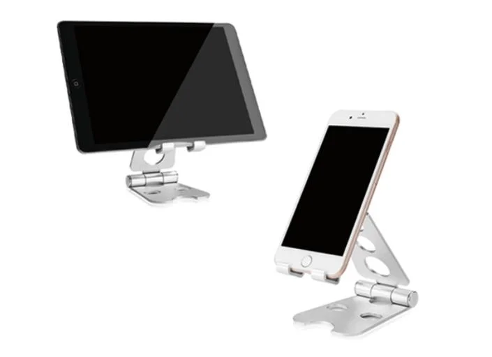 Aluminum Foldable Desk Phone Holder Portable Mobile Phone Holder Stand Dual Foldable Smartphone Holder