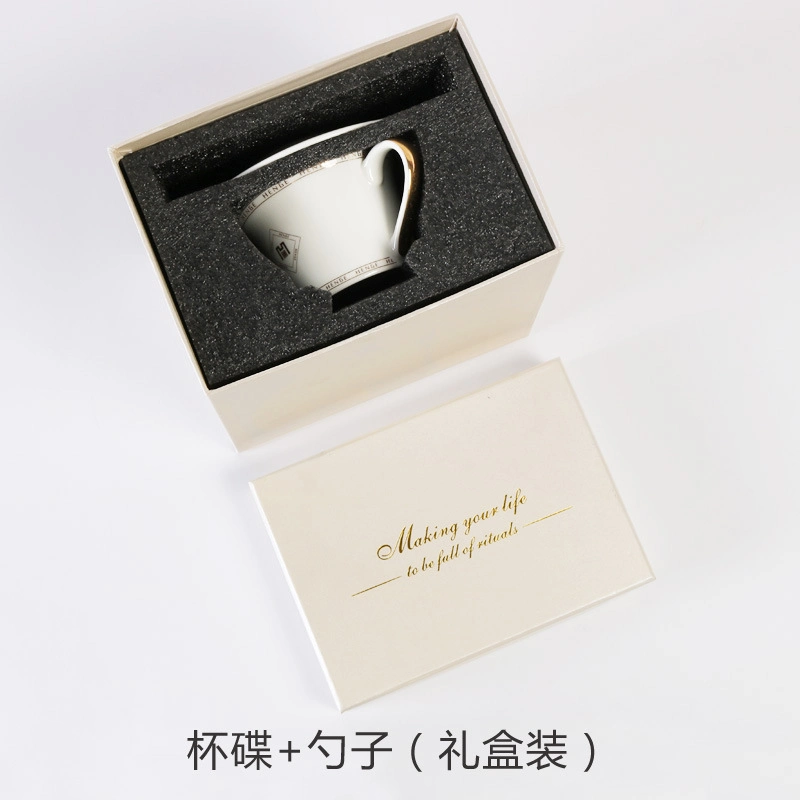 European Customized Ceramic Coffee Mug, Saucer and Spoon Set Tea Cup