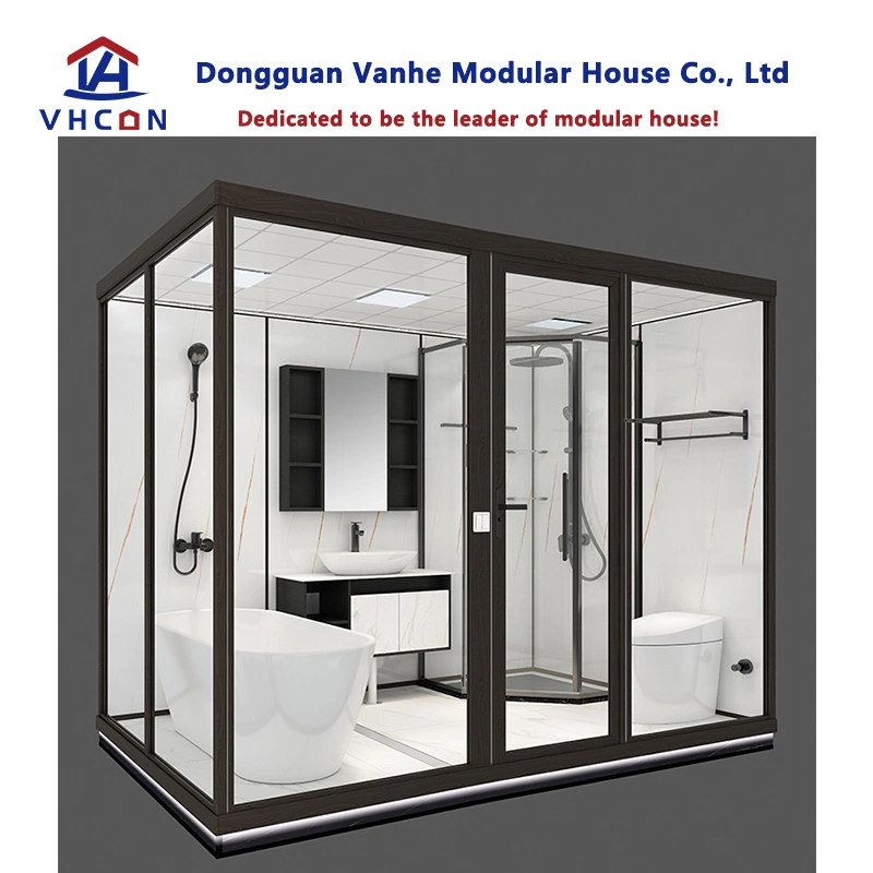 High quality/High cost performance  Indoor Hotel Building Design Glass Unit Shower Cabin Modern Portable Prefabricated Modular Bathroom Pod for Sale