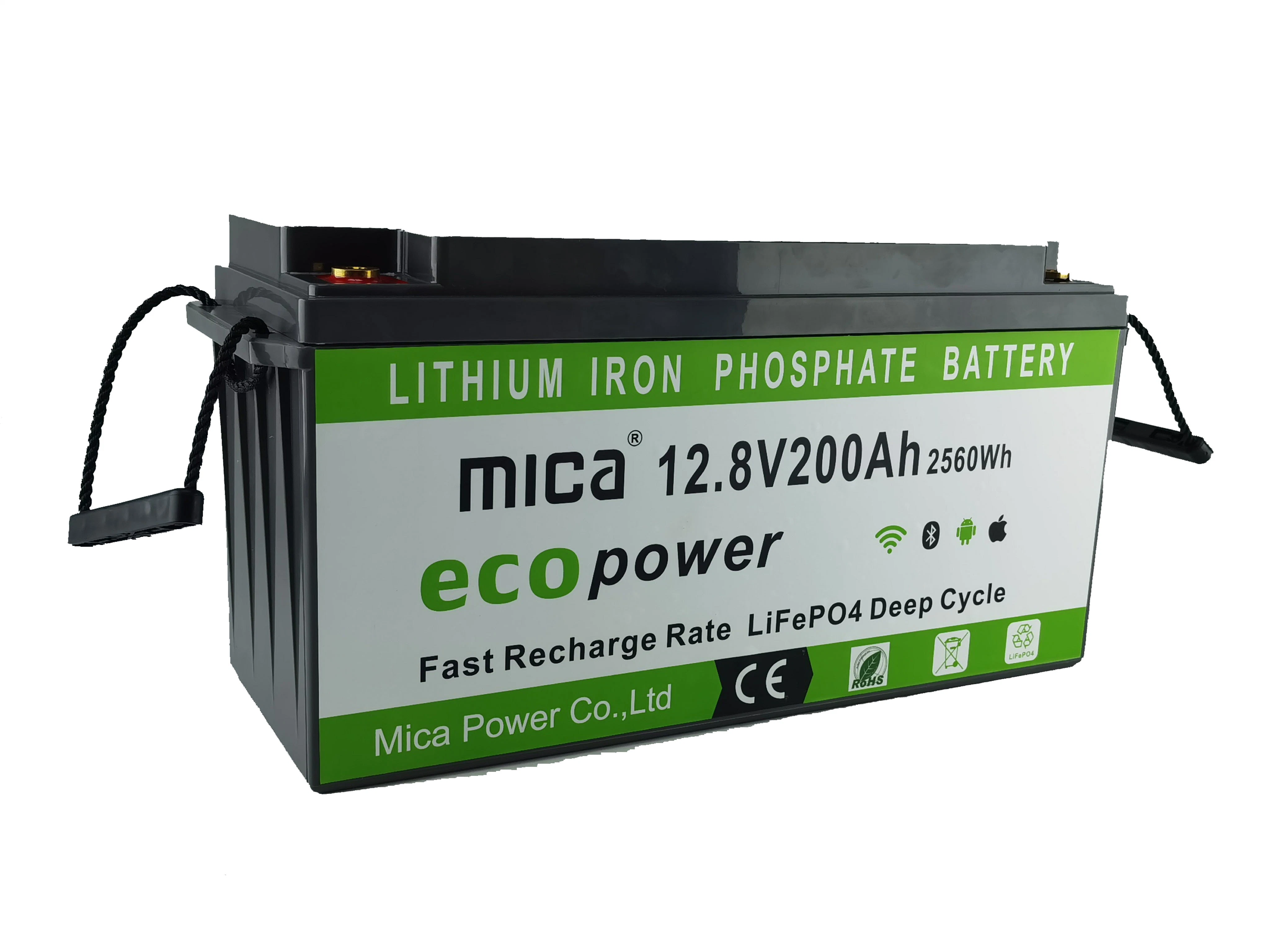 Lithium-Phosphat-LiFePO4-Batterie ab Werk 12V 12,8V 24V 36V 200Ah/100Ah/300ah 12V für Solarenergiespeicher/Marine/Wohnmobil/Boot/Bluetooth APP mit UN38,3/UL