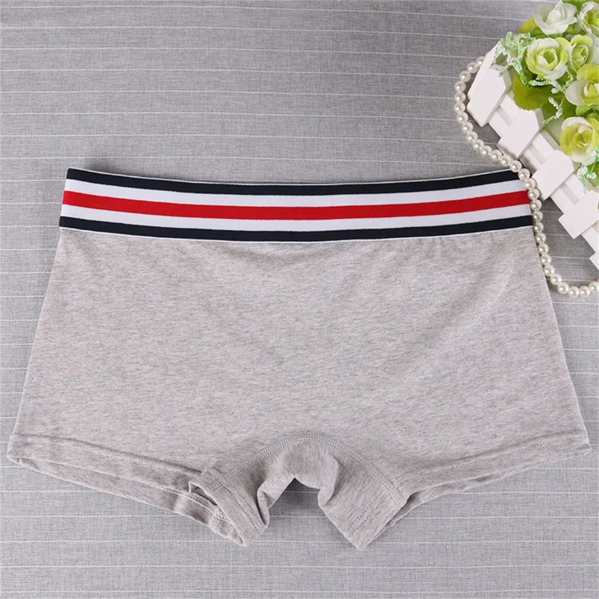 OEM Manufacturer Elastic Waistband Solid Color Women Boyshorts Underwear