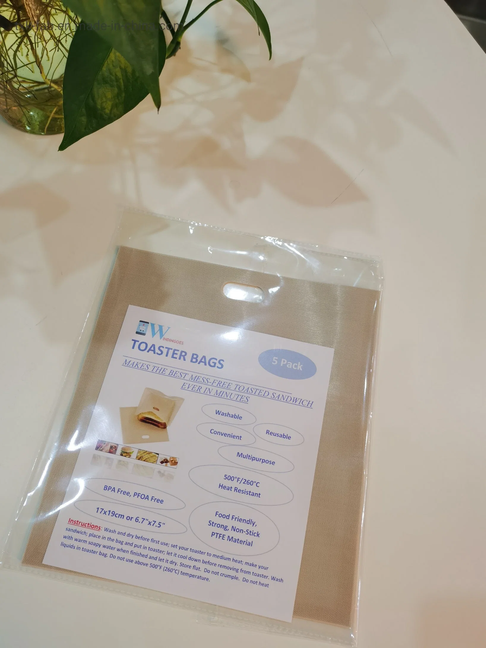 10 Pack Non Stick PTFE Fabric Toaster Bag for Kitchen