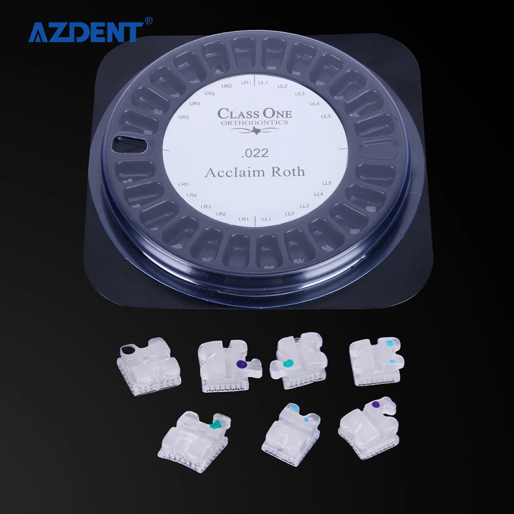 Azdent Dental Brackets Roth 022 Hooks 345 Mesh Base Invisable Clear Ceramic Braces