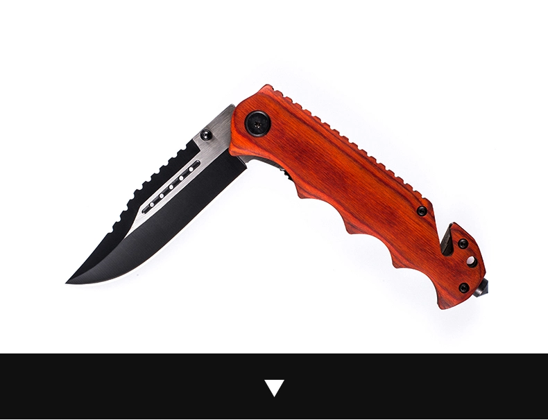 8"Folding Pocket Knife Satin CNC Grinding Blade and Colour Wood Handle