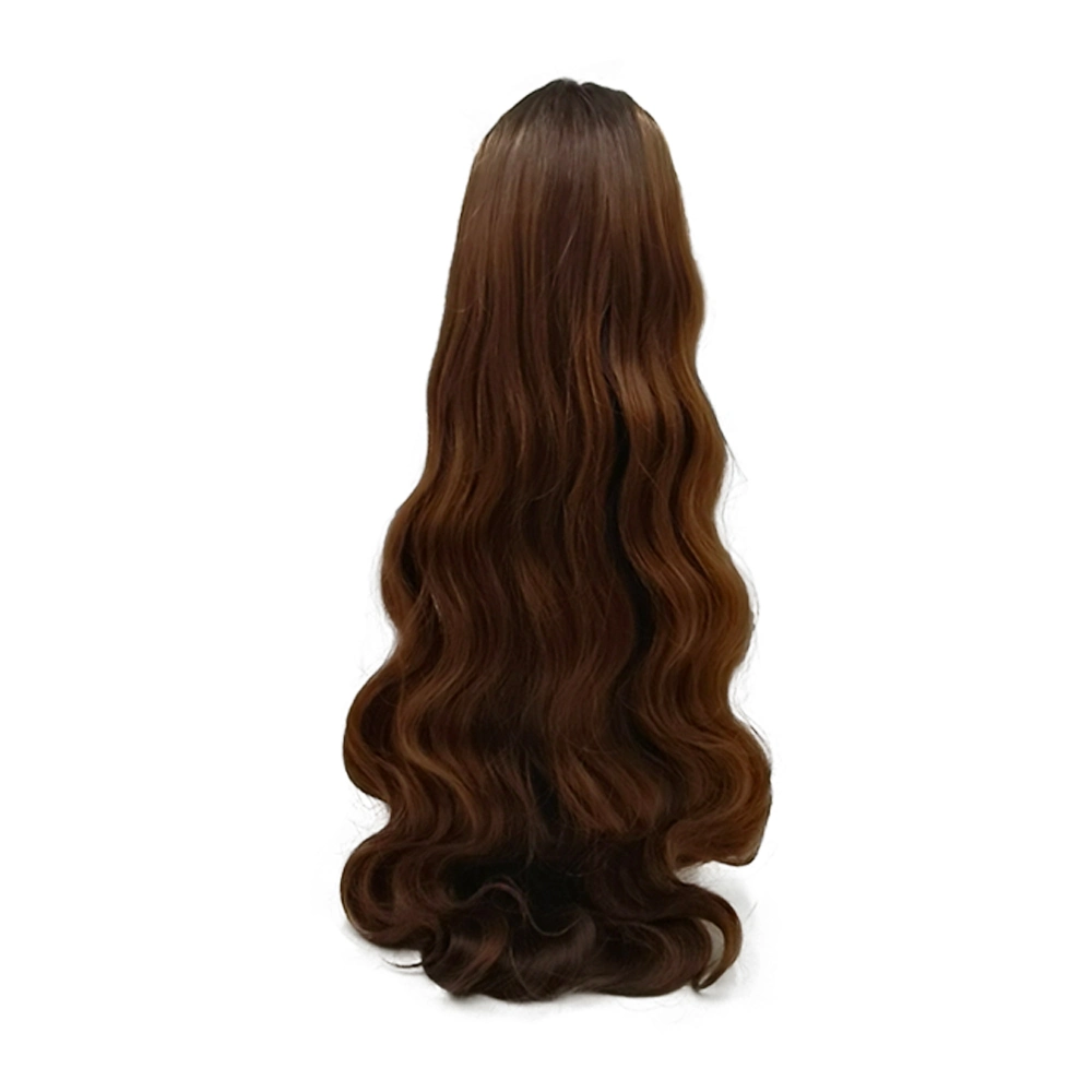 Human Hair Toppers 100% Remy Human Hair Piece Long Brown Human Hair Topper with Pre-Plucked Hairline