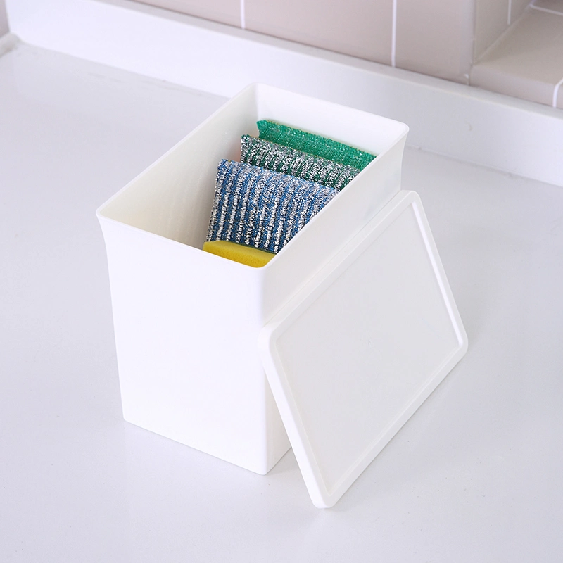 Household Large Solid Color Cabinet Organizer for Home Bathroom Kitchen Practical Plastic Storage Box with Cover