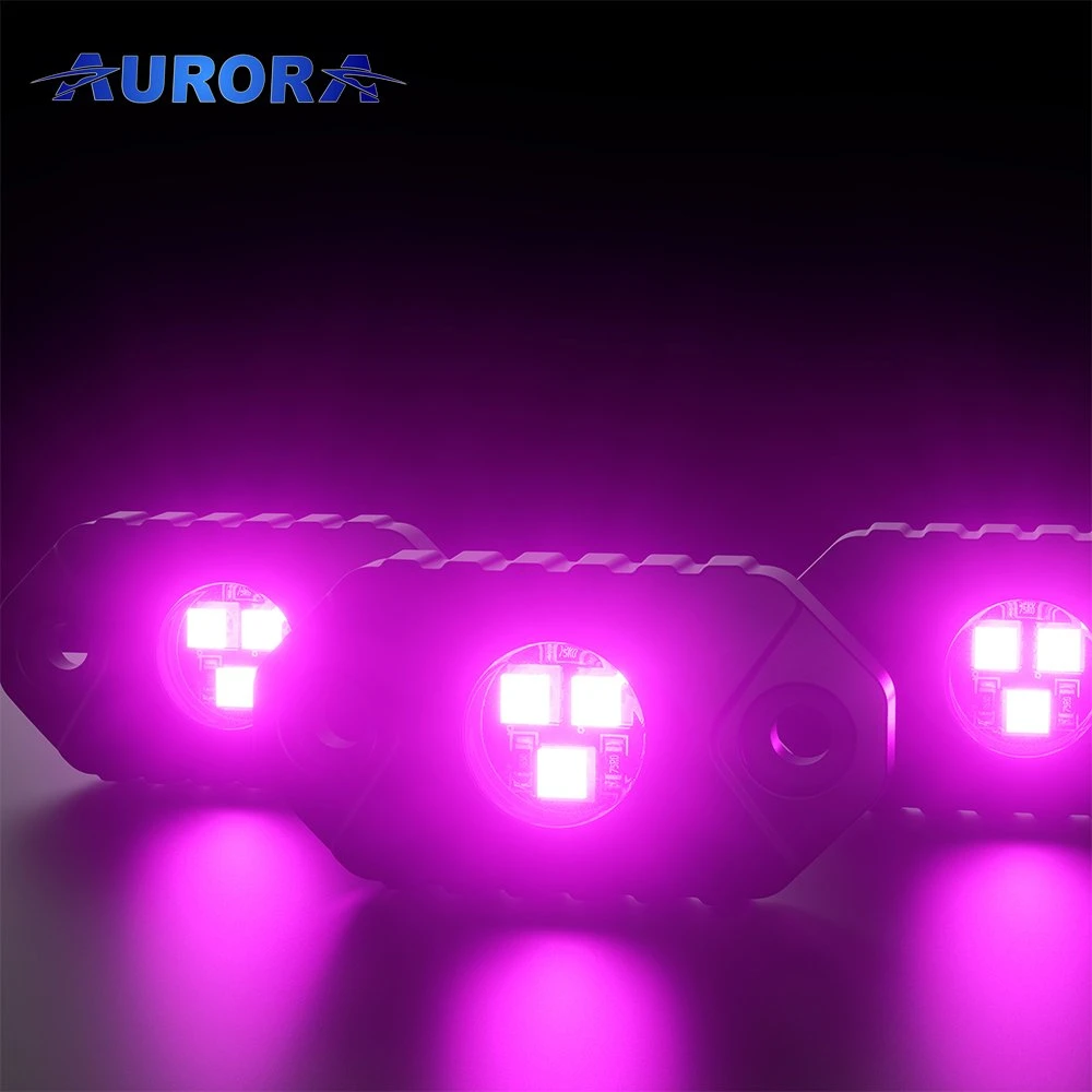 Venta caliente Alquiler de Offroad Mini Control inalámbrico de color RGB LED conector impermeable del estado de ánimo de Rock de la luz de lámpara de luz con Control de la App.