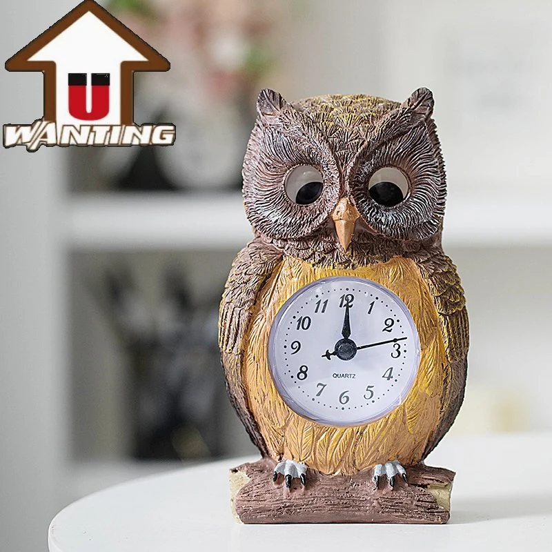 Animal Clock Craft Model Rotatable Eyes Cartoon Style Living Room Creative Furniture