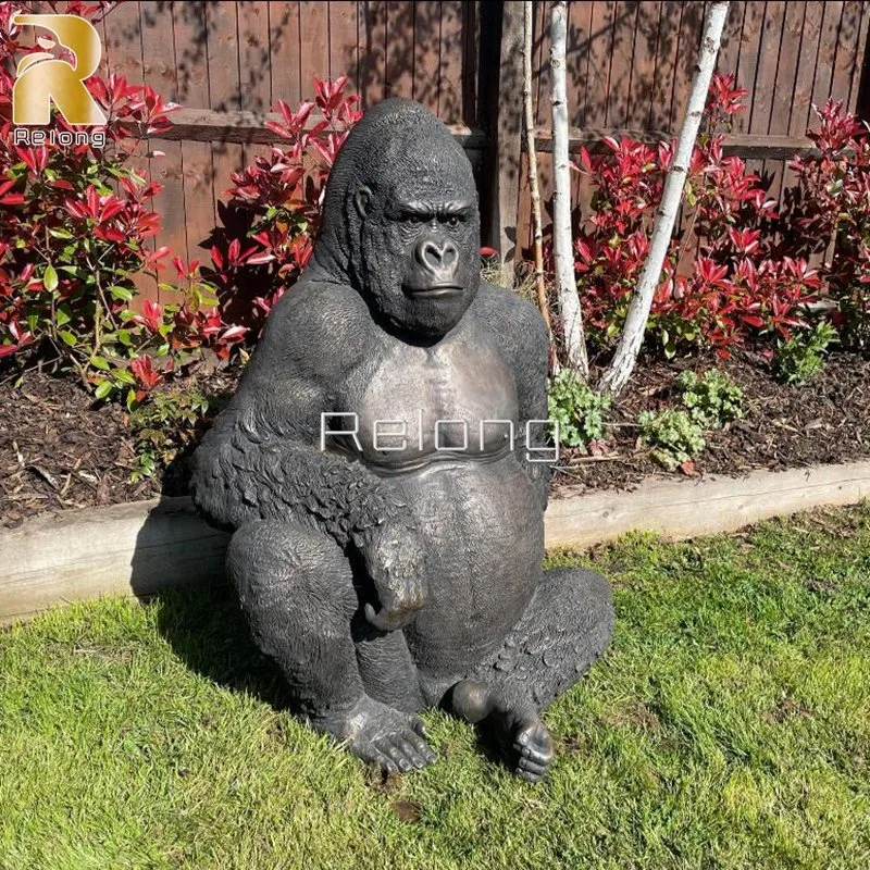 Neues Design Metall Handwerk Life Size Bronze Gorilla Statue Outdoor Dekorative Tierskulptur