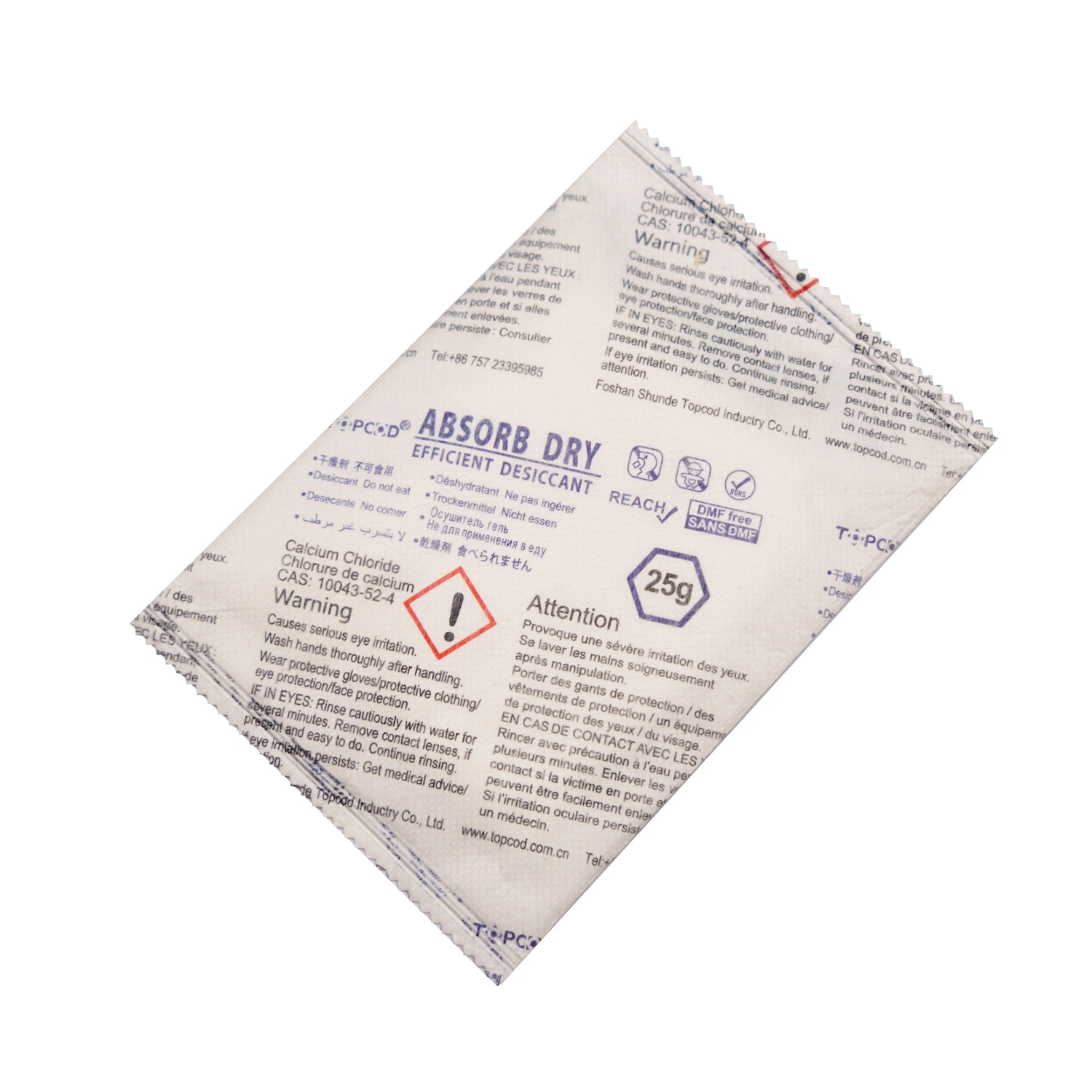 300% Moisture Absorption Capacity Calcium Chloride Desiccant Sachets Used for Garment Packing