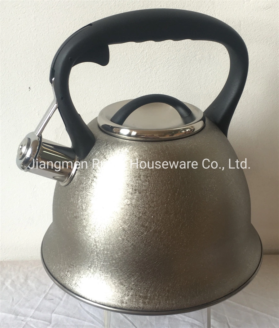 Home Appliance for 3.0L Stainless Steel Whistling Kettle in New Design with Sliver Power Coating of Body