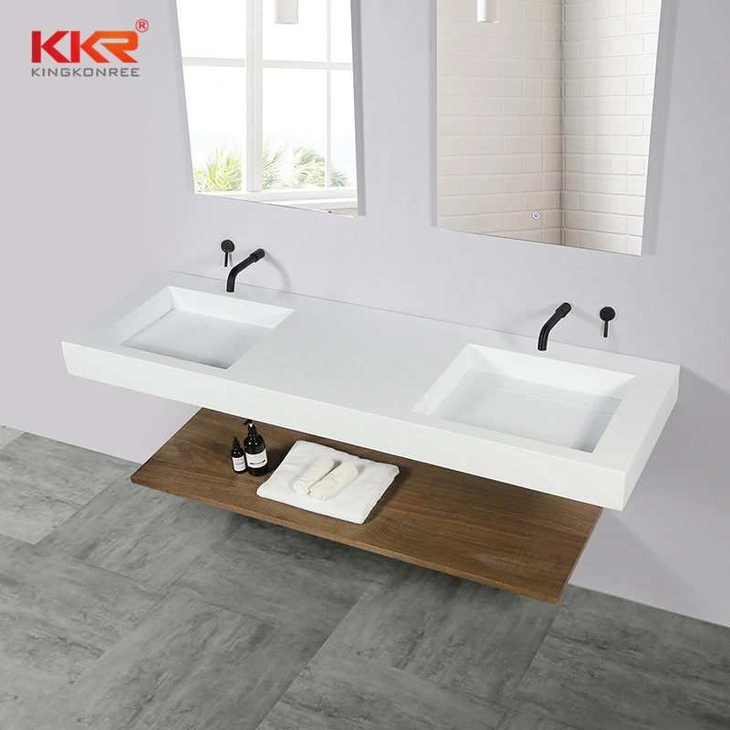 Mounted Wall Modern Solid Surface Stone Bathroom Vanity Furniture