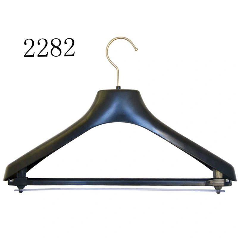 Custom Brand Plastic Black Clothes Female Suits Hanger with Bar