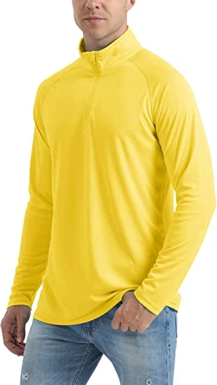 Mens Zip Pullover T-Shirt Men's Quarter Zip Tops Men's T-Shirt